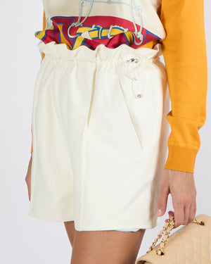Hermès Cream Lambskin Leather Shorts with Gathered Waist Detail and Palladium Hardware Size FR 34 (UK 6) RRP £5,000