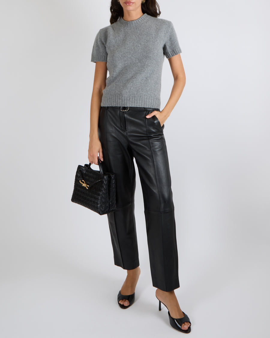 Prada Grey Short-Sleeved Jumper with Ribbed Trims Size IT 40 (UK 8)
