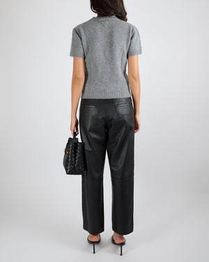 Prada Grey Short-Sleeved Jumper with Ribbed Trims Size IT 40 (UK 8)