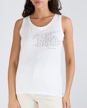 Christian Dior White Tank Top with "Je Vous Adore" Embroideries and Back Logo Print Size S (UK 8)