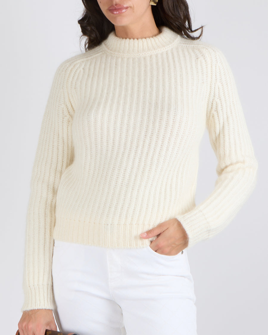 Saint Laurent Cream Wool Knitted Jumper Size XS (UK 6)