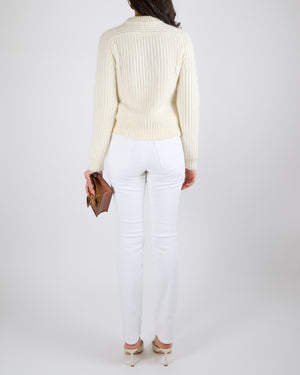 Saint Laurent Cream Wool Knitted Jumper Size XS (UK 6)