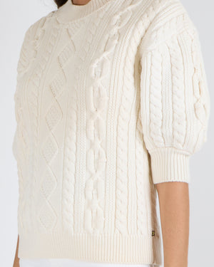 Louis Vuitton Cream 3/4 Sleeve Cable Knit Jumper Size S (UK 8)