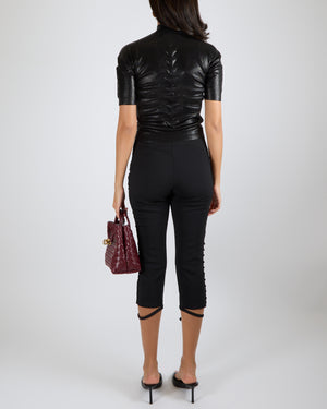 Schiaparelli Black Metallic Skeleton Short-Sleeved Top Size XS (UK 6)