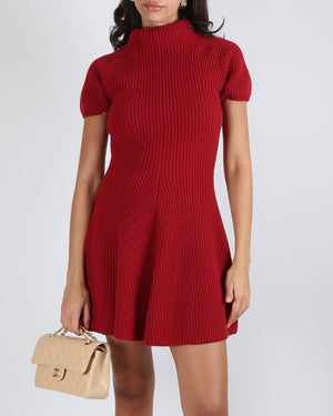 Magda Butrym Red Cashmere Short-Sleeve Mini Dress Size FR 36 (UK 8) RRP £1,565