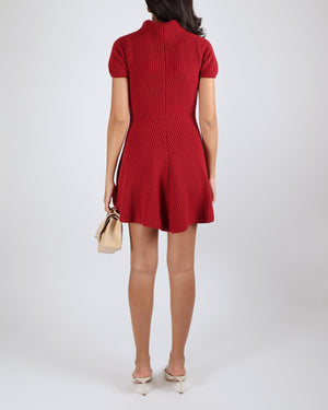 Magda Butrym Red Cashmere Short-Sleeve Mini Dress Size FR 36 (UK 8) RRP £1,565