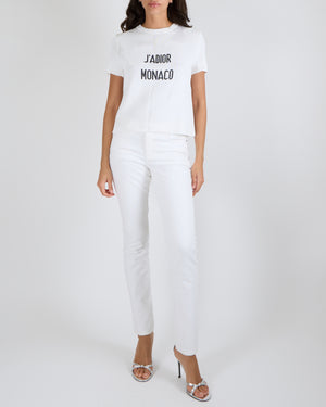 Christian Dior White Camouflage Short-Sleeve Top with Black J'Adior Monaco Size FR 38 (UK 10)