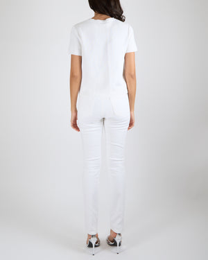 Christian Dior White Camouflage Short-Sleeve Top with Black J'Adior Monaco Size FR 38 (UK 10)