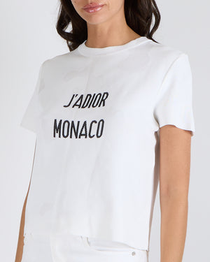 Christian Dior White Camouflage Short-Sleeve Top with Black J'Adior Monaco Size FR 38 (UK 10)