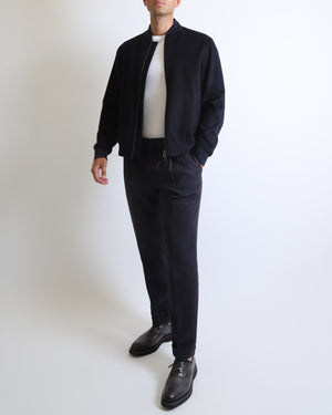 Loro Piana Menswear Navy Blue Cashmere Bomber Jacket Size L (UK 40)