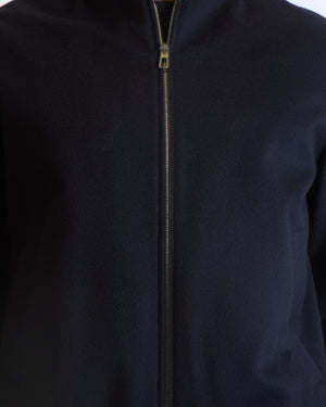 Loro Piana Menswear Navy Blue Cashmere Bomber Jacket Size L (UK 40)