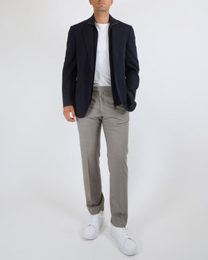 Loro Piana Menswear Navy Blue Wool Double Layered Blazer Jacket Size IT 52 (UK 42)