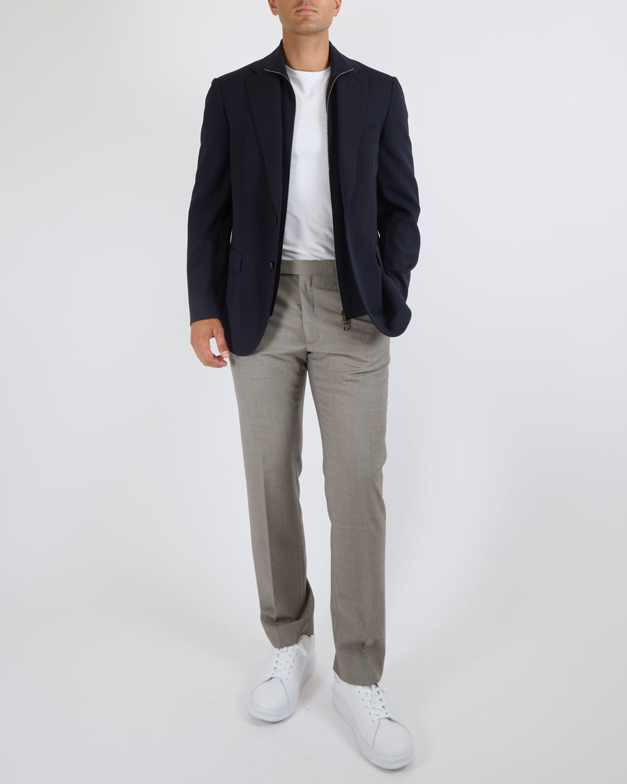 Loro Piana Menswear Navy Blue Wool Double Layered Blazer Jacket Size IT 52 (UK 42)