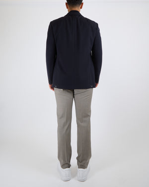 Loro Piana Menswear Navy Blue Wool Double Layered Blazer Jacket Size IT 52 (UK 42)