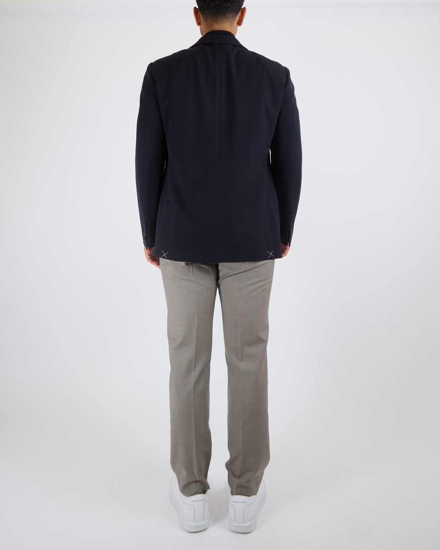 Loro Piana Menswear Navy Blue Wool Double Layered Blazer Jacket Size IT 52 (UK 42)