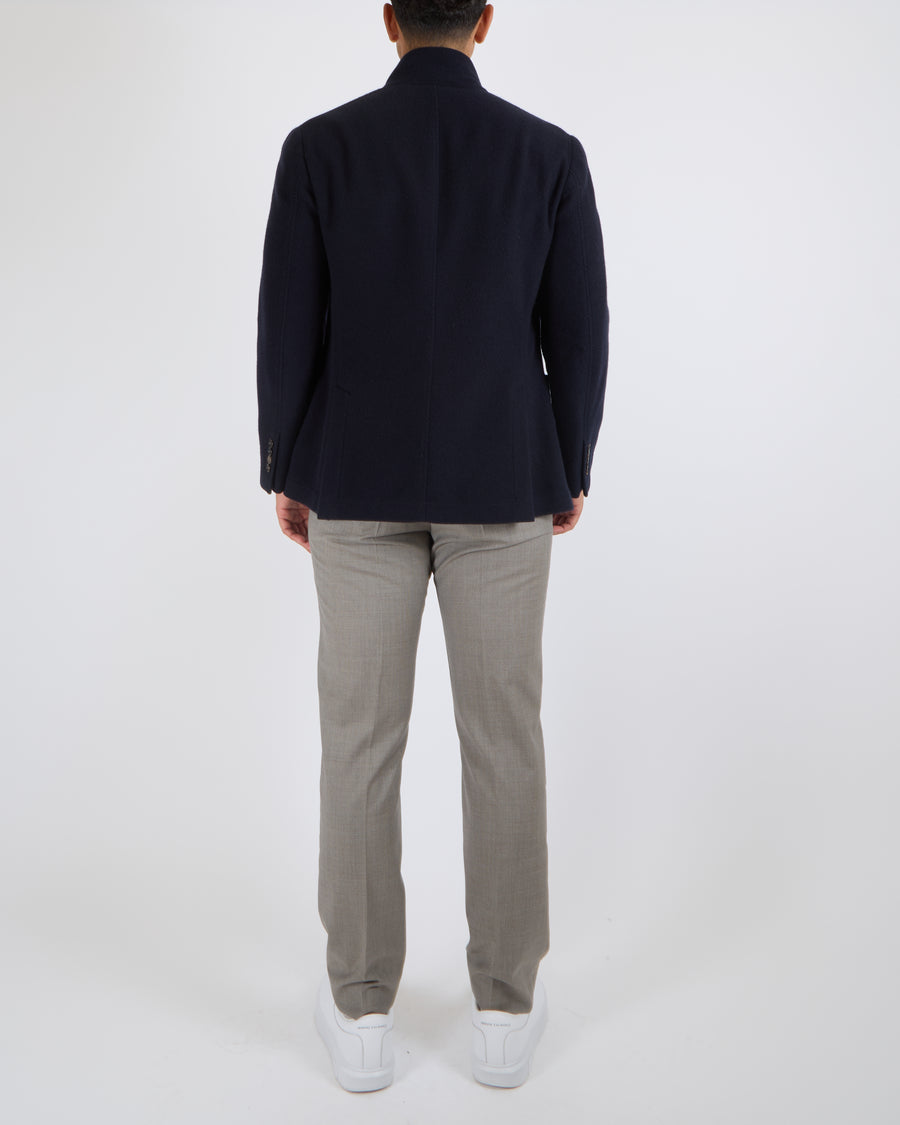 Brunello Cucinelli Menswear Navy Cashmere Short Coat with Buttons Size M (UK 40)