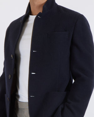 Brunello Cucinelli Menswear Navy Cashmere Short Coat with Buttons Size M (UK 40)