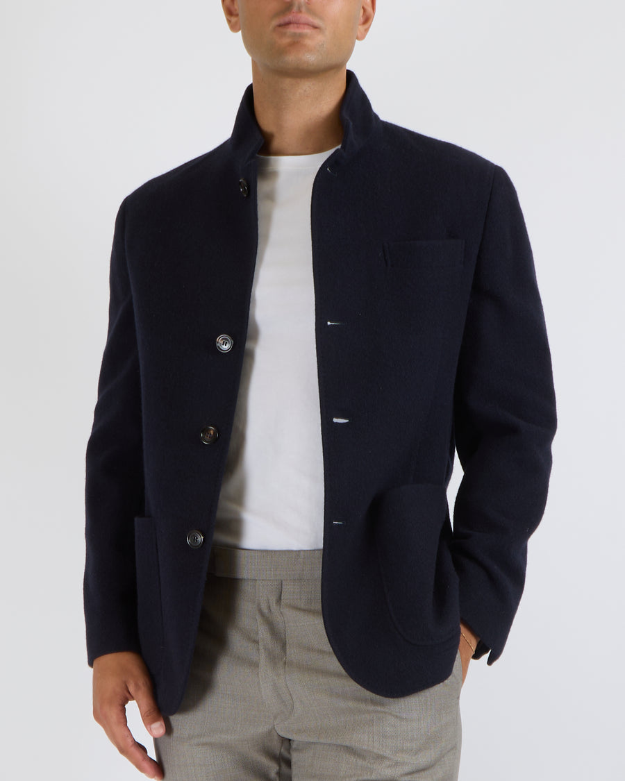 Brunello Cucinelli Menswear Navy Cashmere Short Coat with Buttons Size M (UK 40)