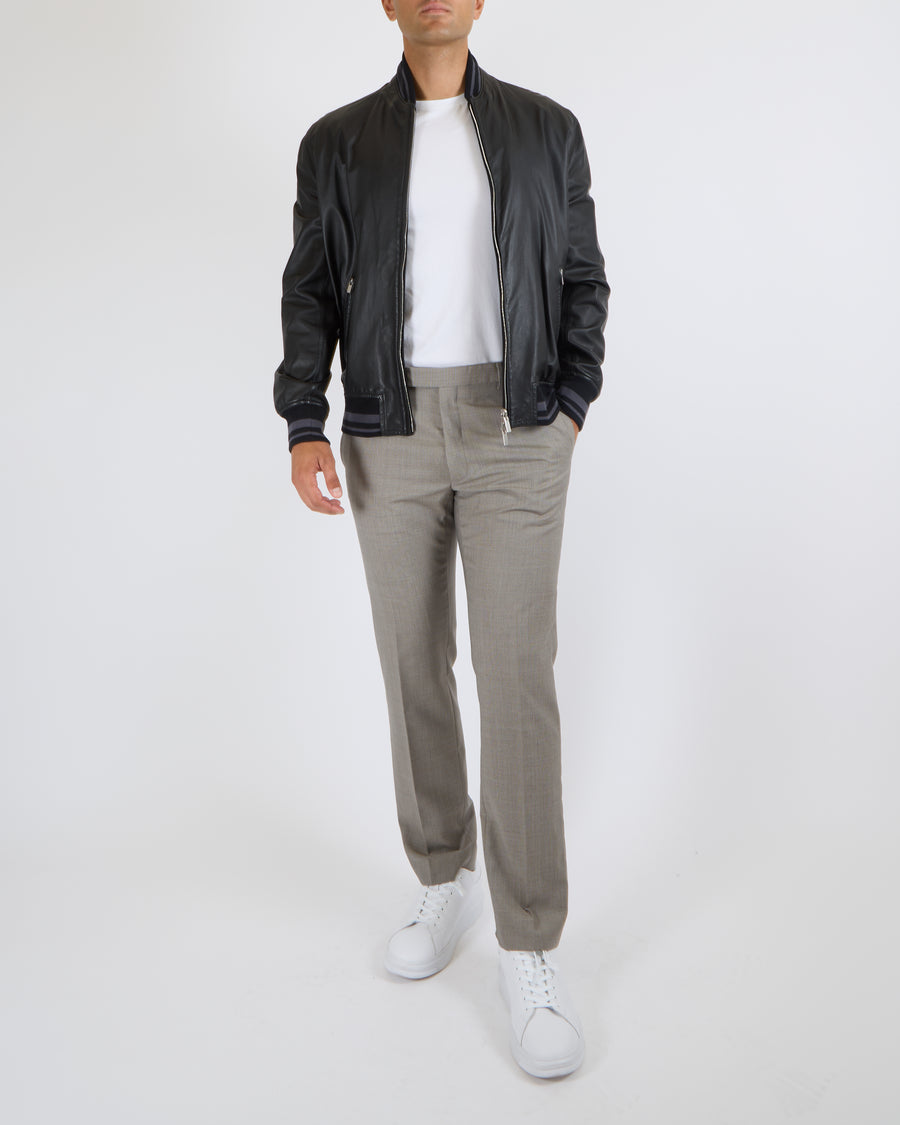 Hermès Menswear Black Leather Jacket with Pockets, Collar and Sellier Button Details Jacket FR 52 (UK 42)