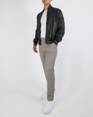 Hermès Menswear Black Leather Jacket with Pockets, Collar and Sellier Button Details Jacket FR 52 (UK 42)