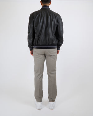 Hermès Menswear Black Leather Jacket with Pockets, Collar and Sellier Button Details Jacket FR 52 (UK 42)
