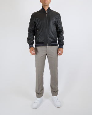 Hermès Menswear Black Leather Jacket with Pockets, Collar and Sellier Button Details Jacket FR 52 (UK 42)