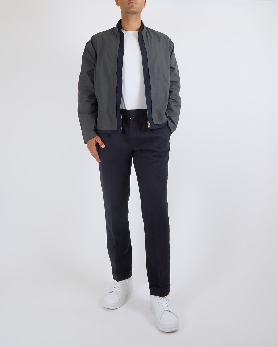 Hermès Menswear Grey and Navy Anorak Jacket Size FR 42 (UK 32)