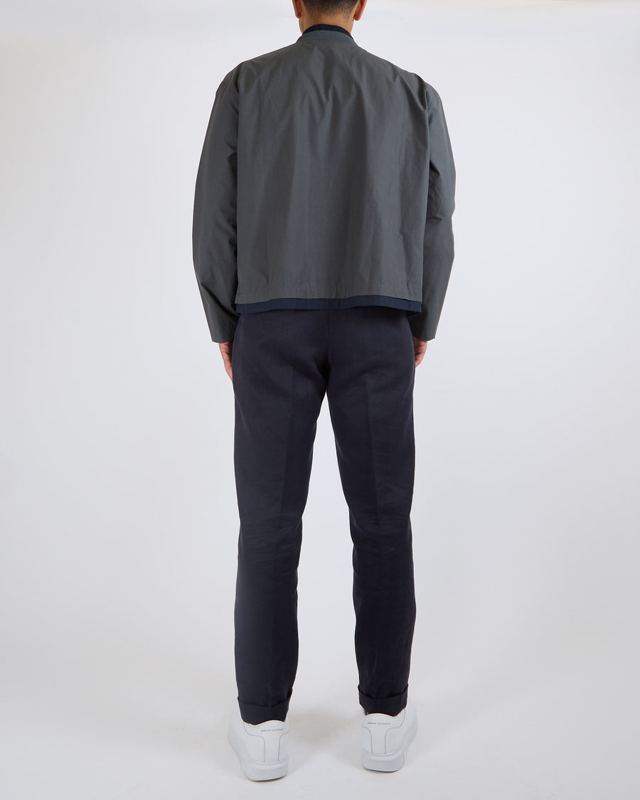 Hermès Menswear Grey and Navy Anorak Jacket Size FR 42 (UK 32)