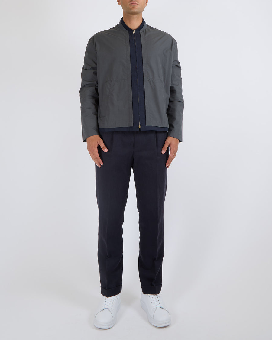 Hermès Menswear Grey and Navy Anorak Jacket Size FR 42 (UK 32)