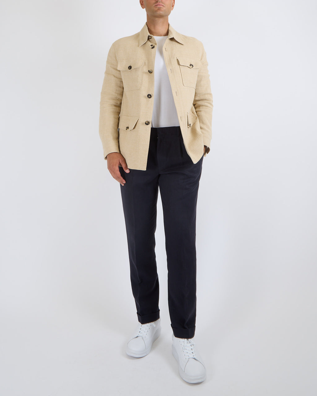 Loro Piana Menswear Clem Summer Jacket in A0ke Peanut Granules
