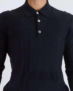 Hermès Menswear Navy Cashmere Jumper with Grey Button Details Size XL (UK 44)