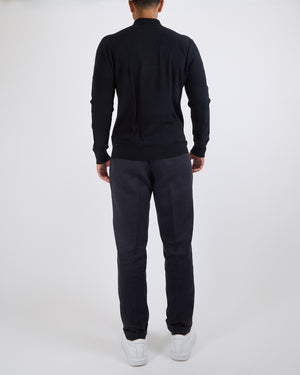 Hermès Menswear Navy Cashmere Jumper with Grey Button Details Size XL (UK 44)