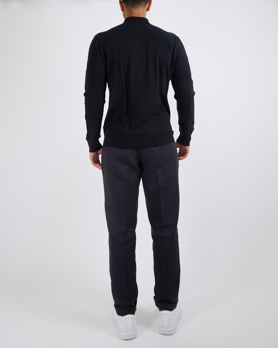 Hermès Menswear Navy Cashmere Jumper with Grey Button Details Size XL (UK 44)