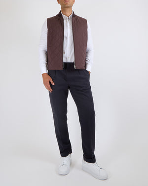 Loro Piana Menswear Burgundy Sleeveless Nylon Puffer Jacket Size L (UK 42)