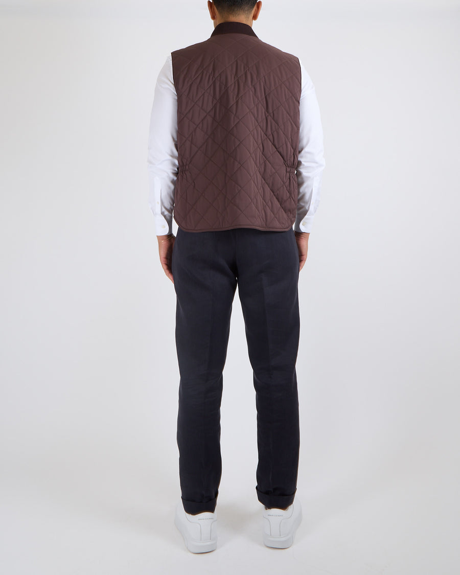 Loro Piana Menswear Burgundy Sleeveless Nylon Puffer Jacket Size L (UK 42)