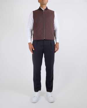 Loro Piana Menswear Burgundy Sleeveless Nylon Puffer Jacket Size L (UK 42)