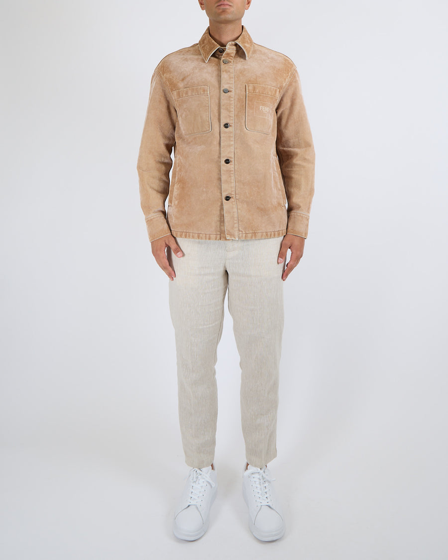 Fendi Menswear Tan Corduroy Jacket Size with Pockets and Logo Detail Size IT 50 (UK 40)