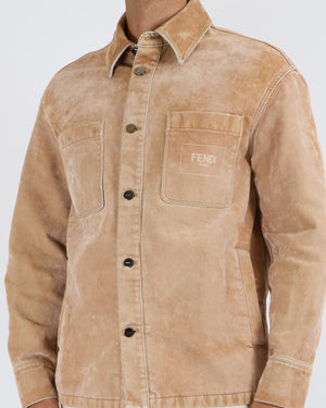 Fendi Menswear Tan Corduroy Jacket Size with Pockets and Logo Detail Size IT 50 (UK 40)