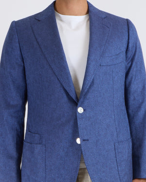 Cesare Attolini Menswear Blue Silk and Cashmere Blend Suit Jacket with Mother of Pearl Buttons Size IT 54 (UK 44)