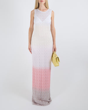 Missoni White, Pink and Purple Ombre Maxi Dress Size IT 38 (UK 6)