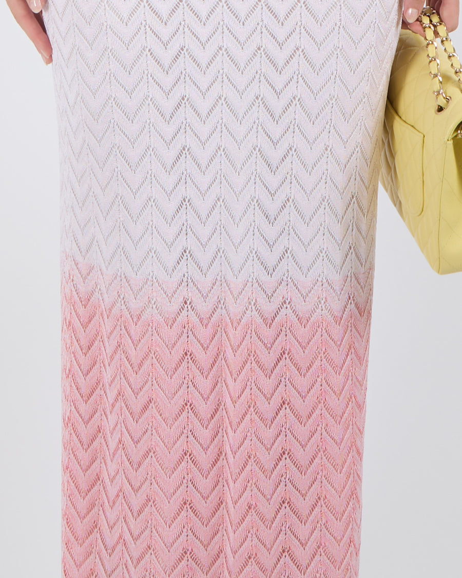 Missoni White, Pink and Purple Ombre Maxi Dress Size IT 38 (UK 6)