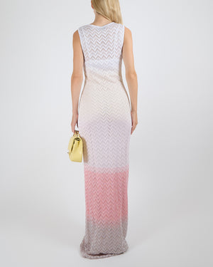Missoni White, Pink and Purple Ombre Maxi Dress Size IT 38 (UK 6)