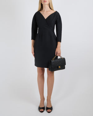 Gucci Black Wool and Silk Blend Long-Sleeved Rounded Shoulder Mini Dress Size IT 38 (UK 6)