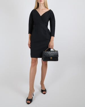 Gucci Black Wool and Silk Blend Long-Sleeved Rounded Shoulder Mini Dress Size IT 38 (UK 6)