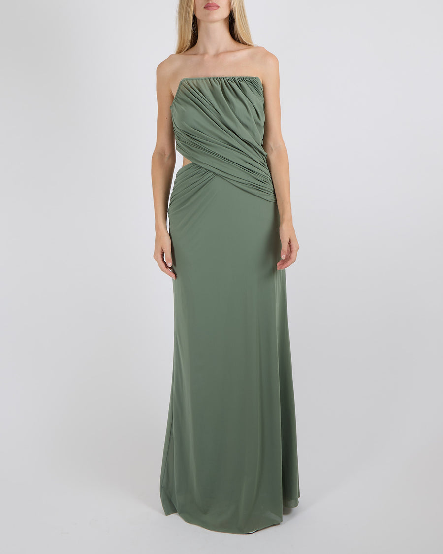 Christopher Esber Green Strapless Maxi Dress with Side Cut-Out and Rou – Sellier