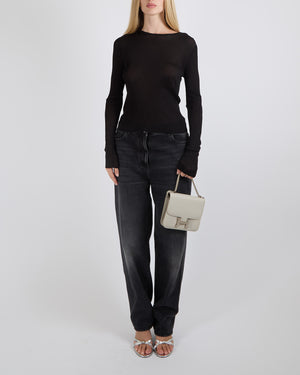Saint Laurent Black Ribbed Long-Sleeved Top Size FR 36 (UK 8)