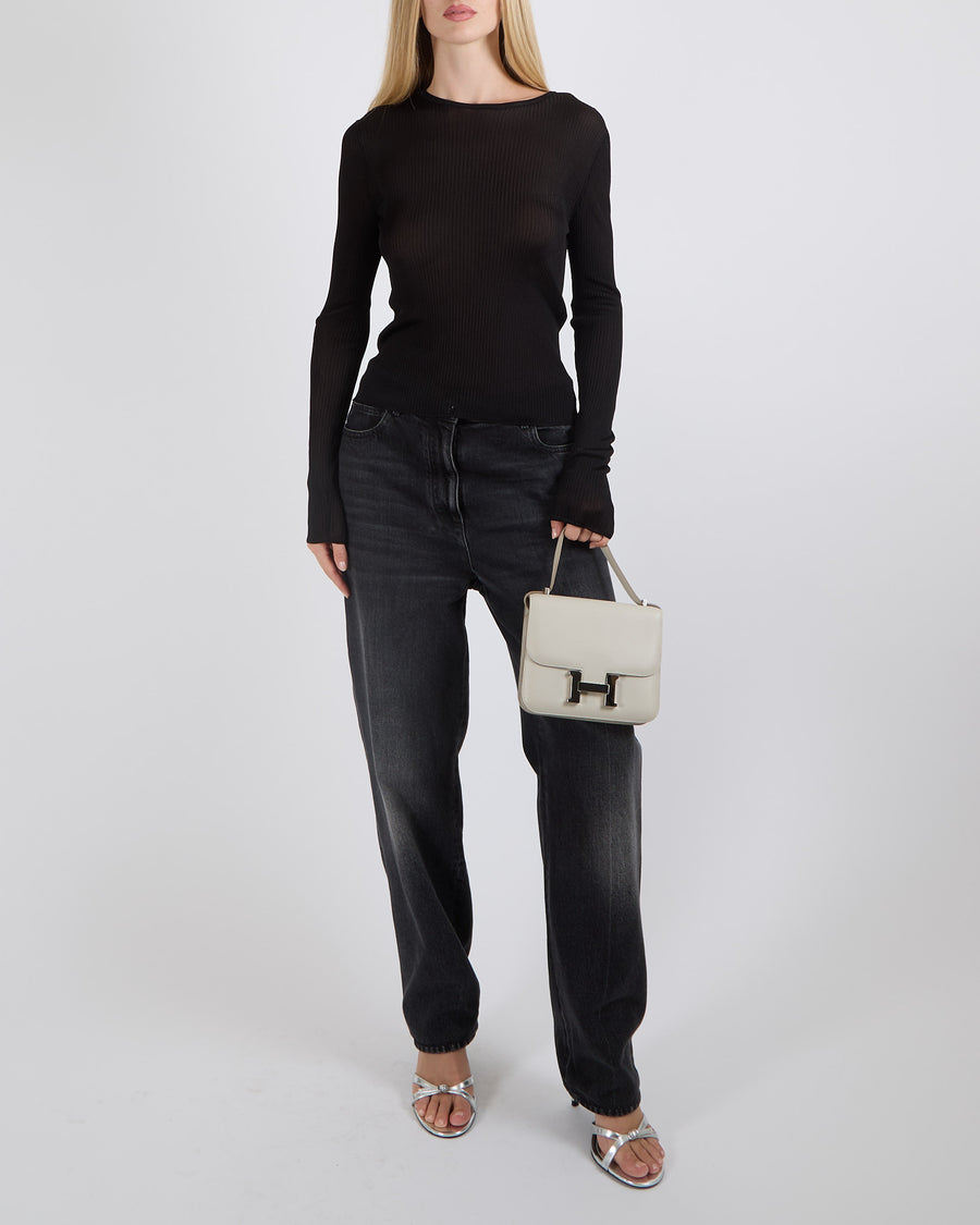 Saint Laurent Black Ribbed Long-Sleeved Top Size FR 36 (UK 8)
