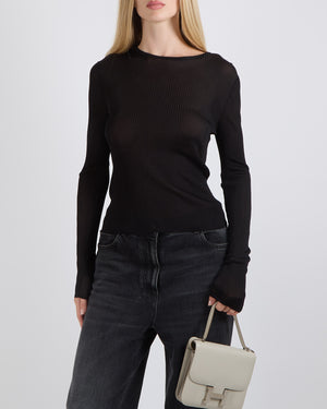 Saint Laurent Black Ribbed Long-Sleeved Top Size FR 36 (UK 8)