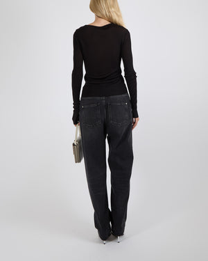 Saint Laurent Black Ribbed Long-Sleeved Top Size FR 36 (UK 8)