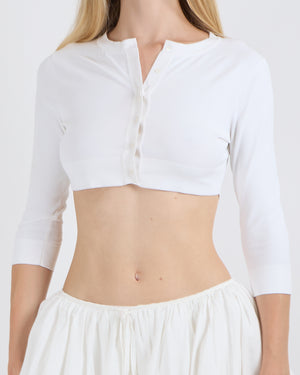 Alaïa White Mid-Sleeved Cropped Cardigan with Buttons Size FR 38 (UK 10)